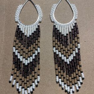 Elegant Handmade Beaded Fringe Earrings